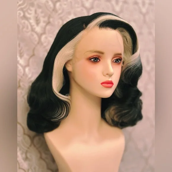 Vixen Inspired Jet Black and Platinum Highlight Lacefront Wig - Picture 2 of 4